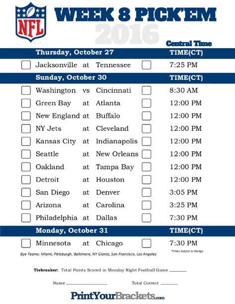 NFL Week 8 Schedule Image 8