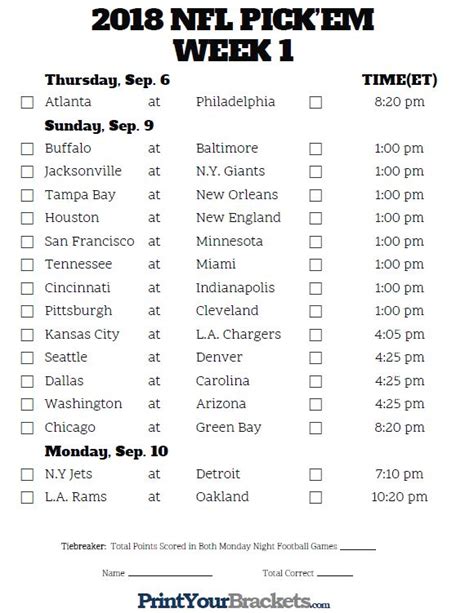 NFL Printable Pick Em Sheets How to Use