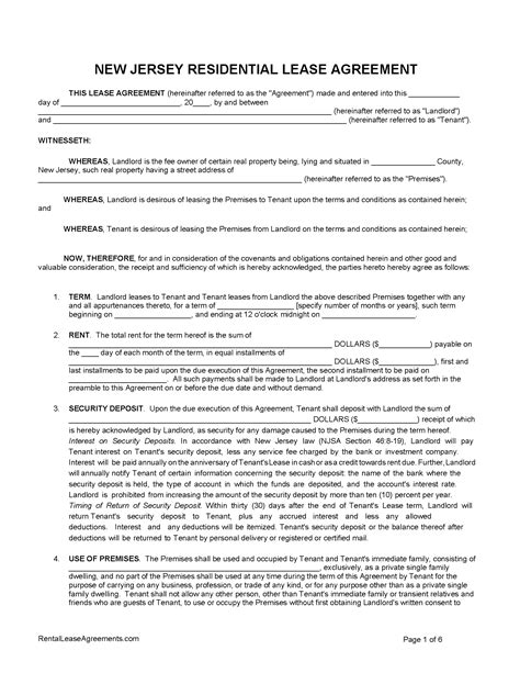 New Jersey Residential Lease Agreement Template 5