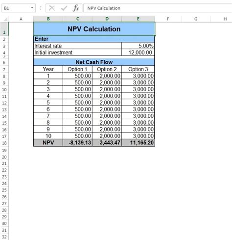 NPV Calculator Excel Template 4