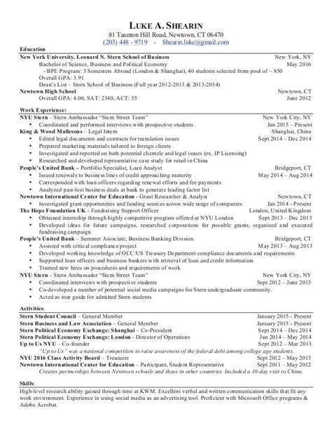 NYU Stern Resume Template