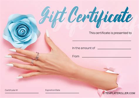 Nail Salon Gift Certificate Template Design Example 7