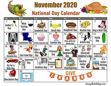 Printable National Day Calendar