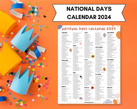 Example of a Printable National Day Calendar with Fun Activities