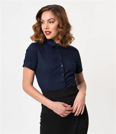 Navy Blue Blouse Style