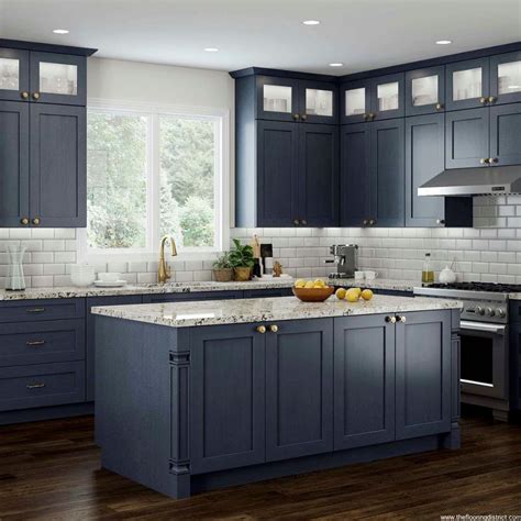 Navy Blue Cabinets and Flooring