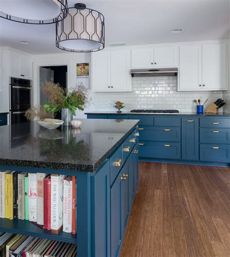 Navy Blue Cabinets and Lighting