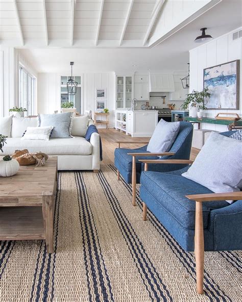 Navy Blue Couch in a Coastal Living Room