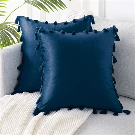 Navy Blue Couch with Ornate Throw Pillows