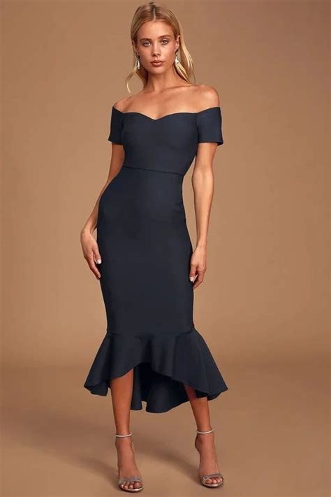 Navy Blue Dress for Winter Wedding