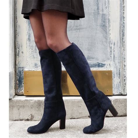 Navy Blue Knee High Boots