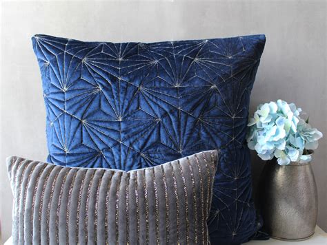 Navy Blue Pillows with Earth Tones