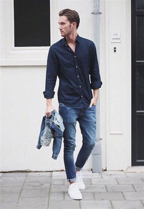 Navy Blue Shirt and Jeans