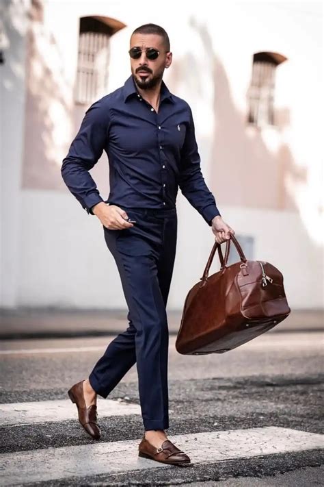 Navy Blue Shirt and Trousers Outfits