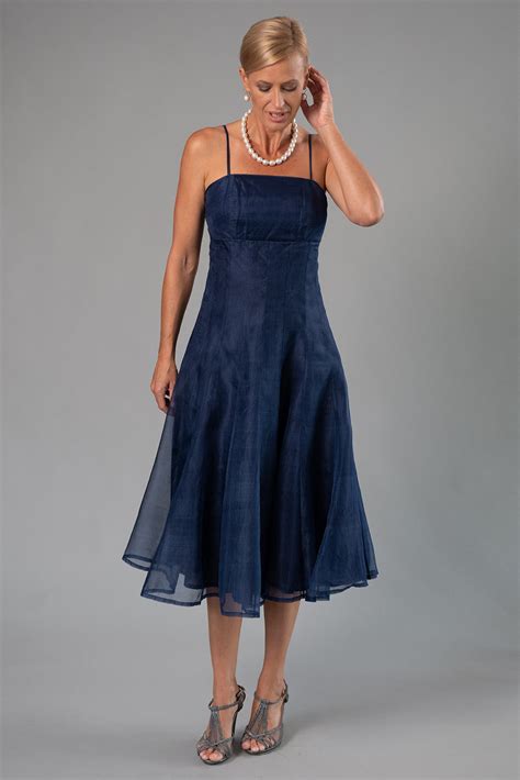 Navy Blue Tea-Length Dress