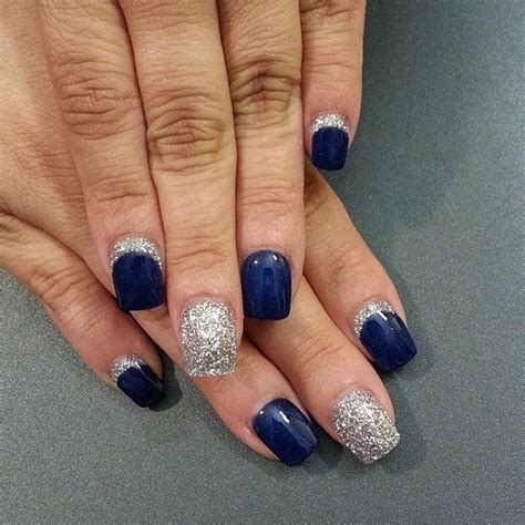 Navy Blue and Silver Nail Art Designs