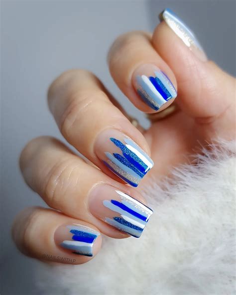 Navy Blue and White Nail Art