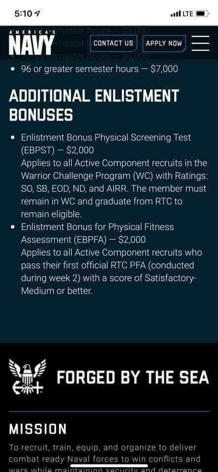 Navy Enlistment Bonus Factors