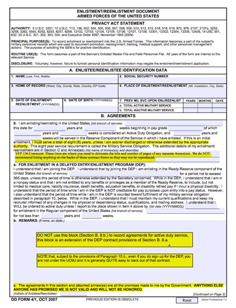 Navy Enlistment Contract