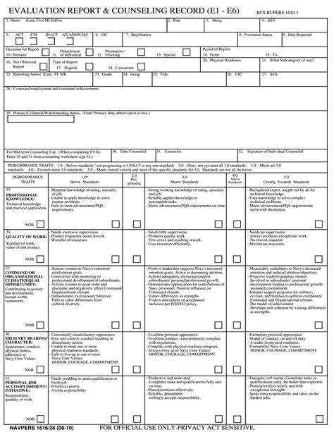 Navy Evaluation Form