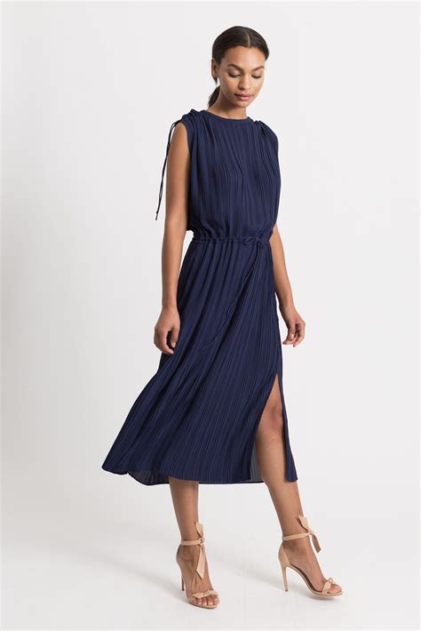 Navy Midi Dress Autumn Styling