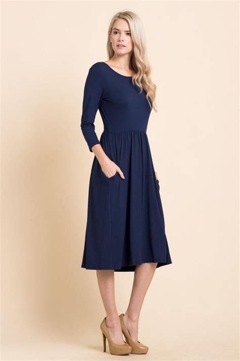 Navy Midi Dress Layering Ideas