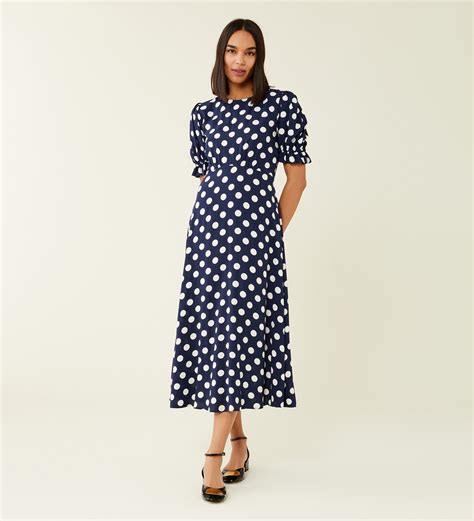 Navy Midi Dress Patterns and Textures