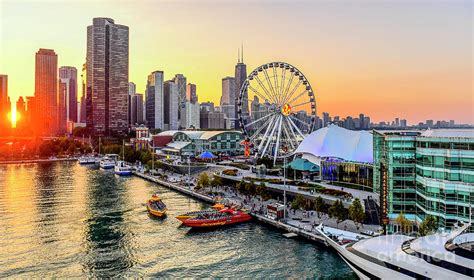 Navy Pier At Sunset