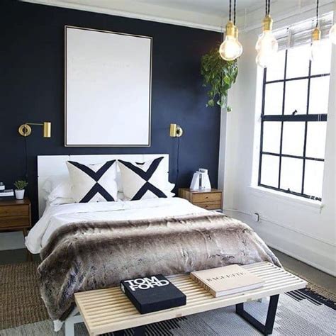 Navy Rug in a Cozy Bedroom