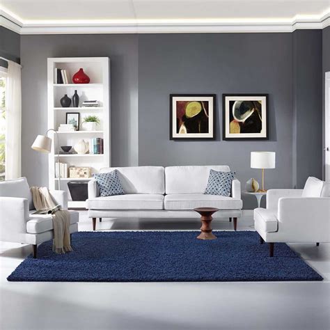 Navy Rug in a Modern Living Room