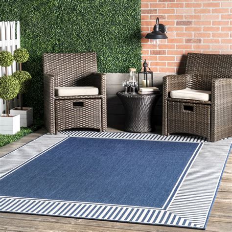 Navy Rug in an Outdoor Space