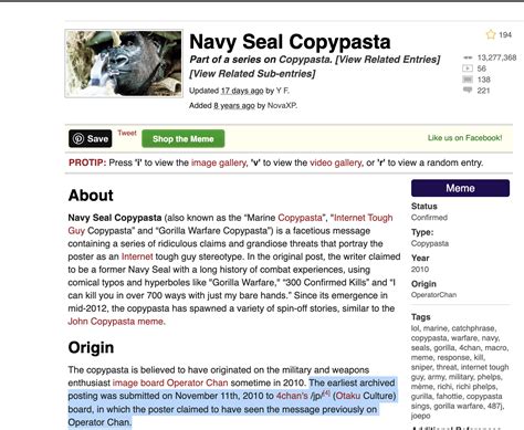 Navy Seal Copypasta Internet Culture