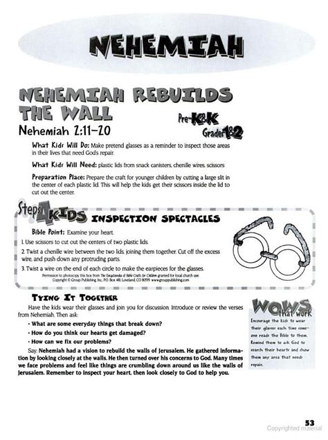 Nehemiah Lesson Plans For Kids