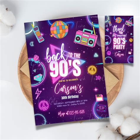 Neon 90s Invitation Template