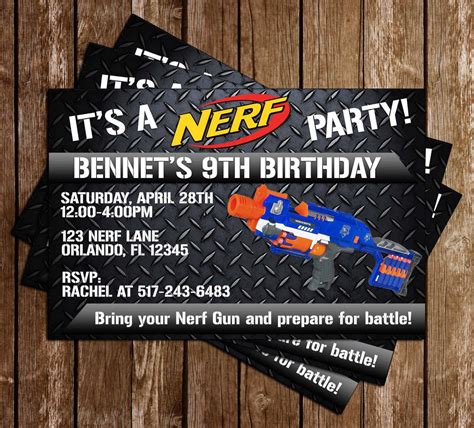 Nerf Gun Party Invitation Design Ideas