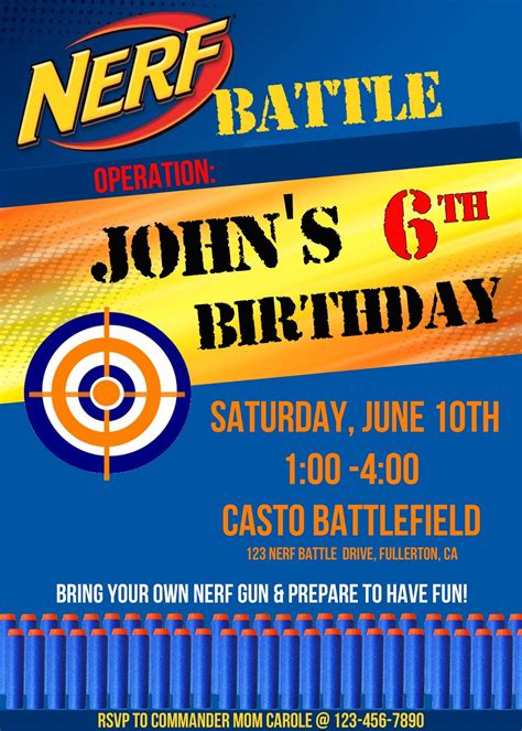 Nerf Gun Party Invitation Idea