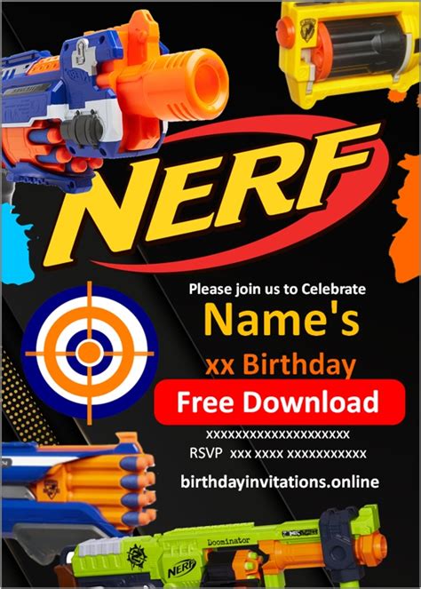 Nerf Gun Party Invitation Template Download