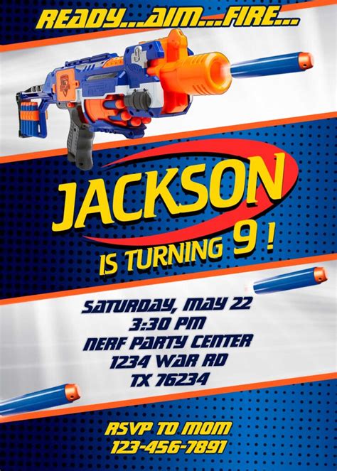 Nerf Gun Party Invitation Template Free