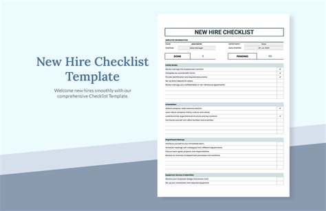 New Hire Checklist Excel Template Download