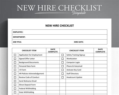 New Hire Checklist Template Excel