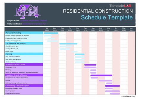 New Home Construction Schedule Template in Excel