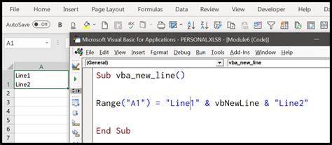 New Line Code in VBA