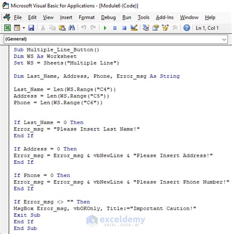 New Line In VBA MsgBox