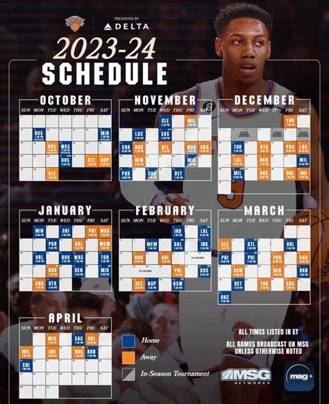 NY Knicks Schedule Printable