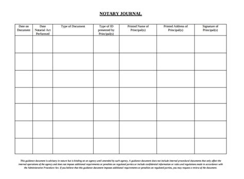 New York Notary Journal Entry Template