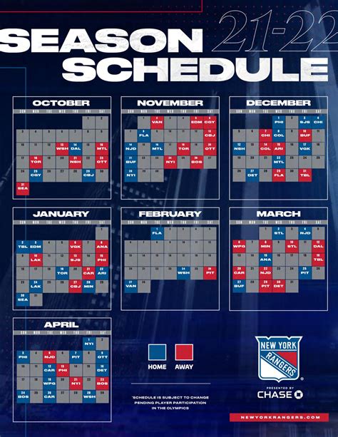 New York Rangers Printable Schedule 2023-24 Gallery 3