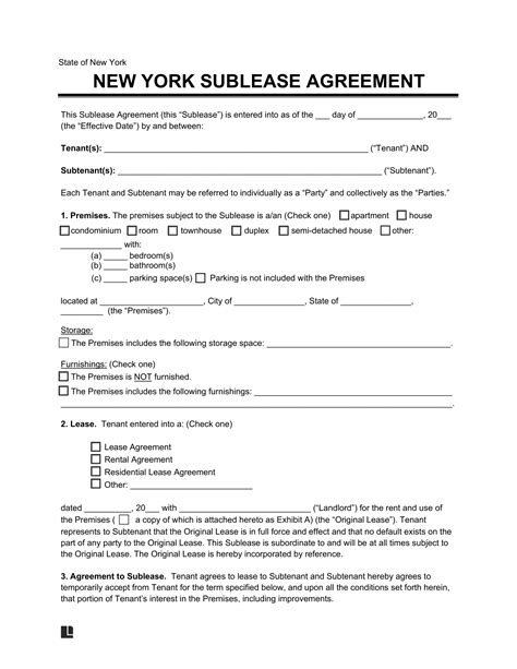 New York Sublease Agreement