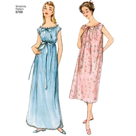 Nightgown Pattern with Contrast Fabric