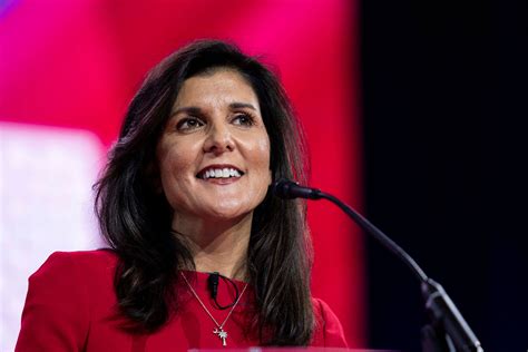 Nikki Haley speaking at a press conference