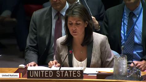 Nikki Haley speaking at a UN Security Council meeting